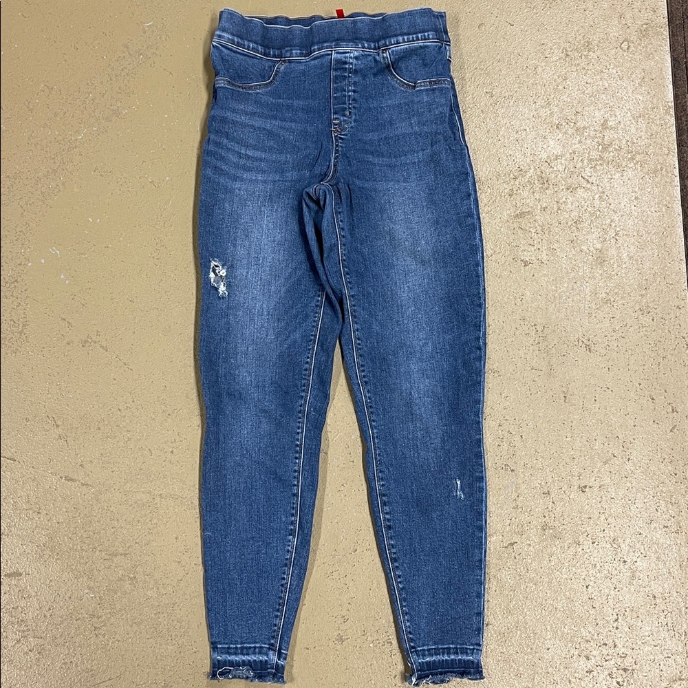 SPANX Distressed Skinny Raw Hem Ankle Jeans Medium